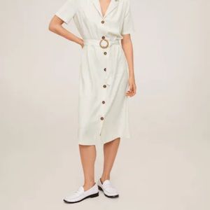 Mango Outlet Marbled Shirtdress With Belt.